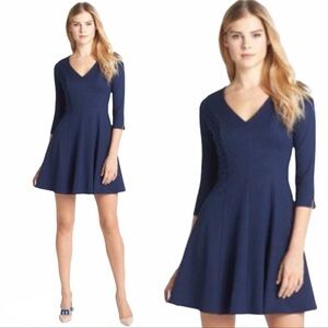 Amanda Uprichard Chelsea Ponte Knit Blue Mid Sleeve Dress